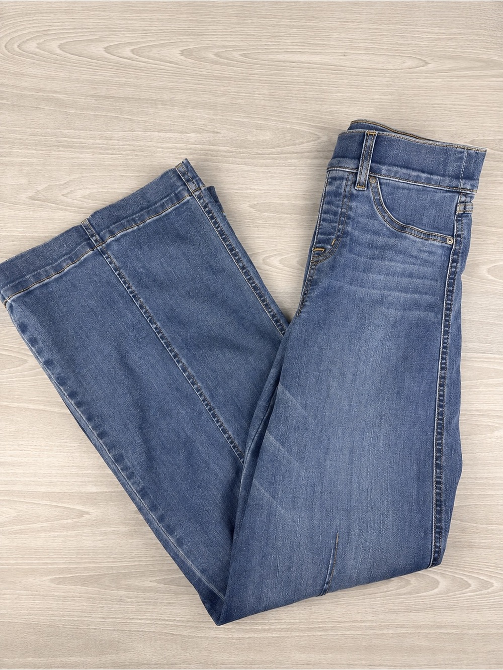 Spanx Shape Seamed Front Wide Leg Jeans Vintage Indigo Size XS Petite - Picture 9 of 16